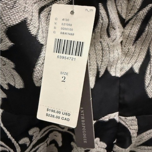 Anthropologie Black Strapless Floral Bubble Dress with White Appliqué - Picture 2 of 4